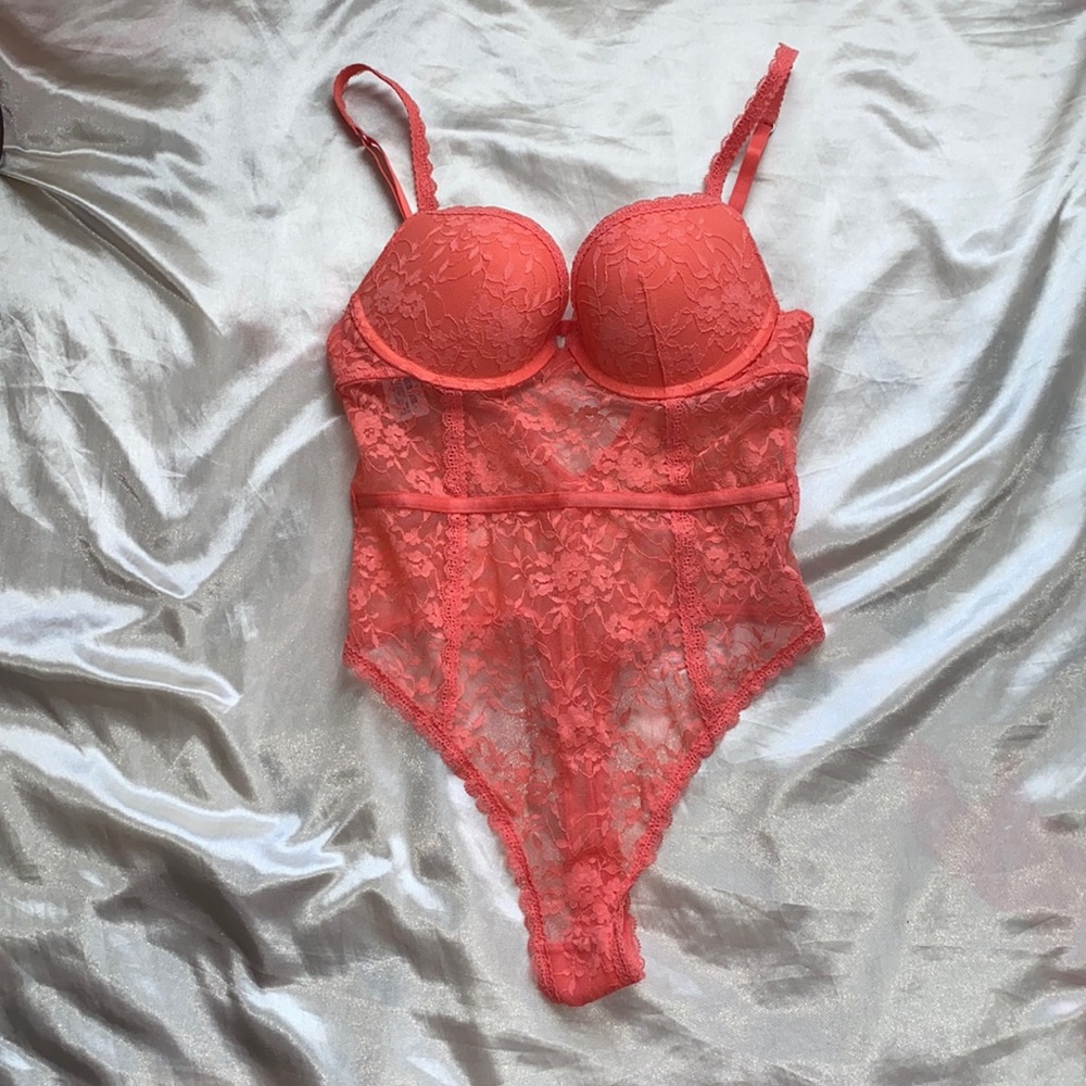 Forever 21 hot pink lace body suit